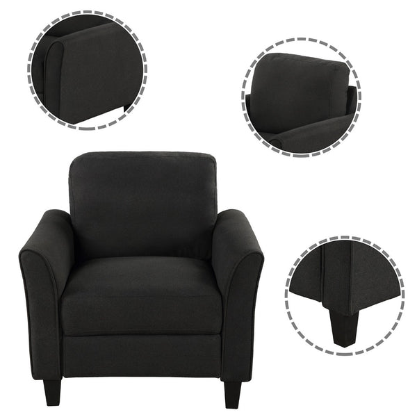 HomeRoots 31" Modern Sofa with Stain-Resistant Upholstery, Black Legs, and Compact Design for Small Spaces 601961