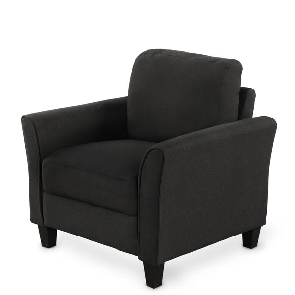 HomeRoots 31" Modern Sofa with Stain-Resistant Upholstery, Black Legs, and Compact Design for Small Spaces 601961