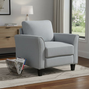 HomeRoots 31" Compact Contemporary Sofa in Gray Fabric with Black Legs - Perfect for Small Spaces & Comfort 601962