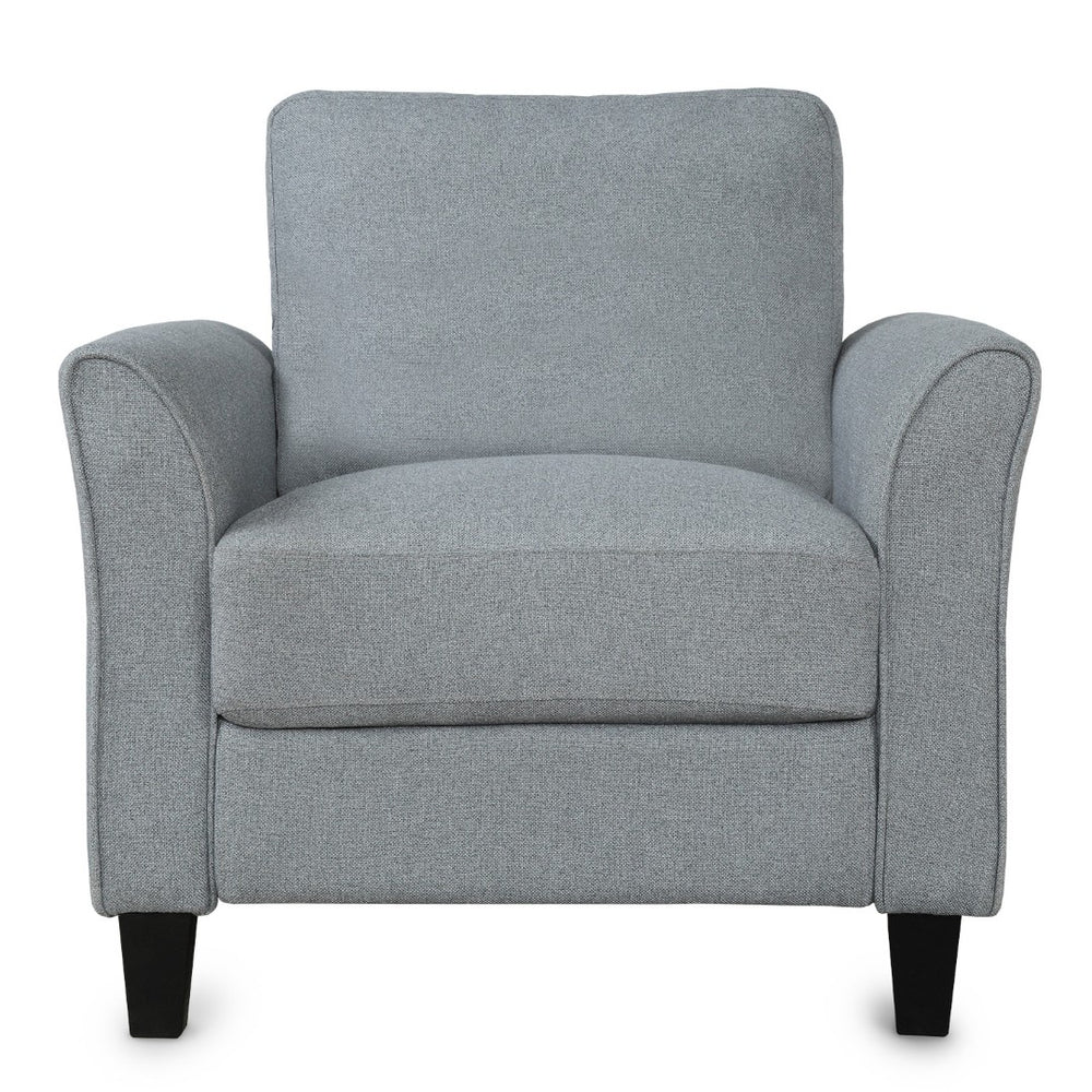 HomeRoots 31" Compact Contemporary Sofa in Gray Fabric with Black Legs - Perfect for Small Spaces & Comfort 601962