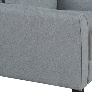 HomeRoots 31" Compact Contemporary Sofa in Gray Fabric with Black Legs - Perfect for Small Spaces & Comfort 601962