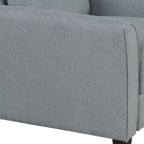 HomeRoots 31" Compact Contemporary Sofa in Gray Fabric with Black Legs - Perfect for Small Spaces & Comfort 601962