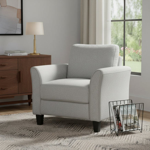 HomeRoots 31" Modern Compact Sofa in Light Gray with Black Legs - Stain-Resistant, Stylish Comfort for Any Space 601963