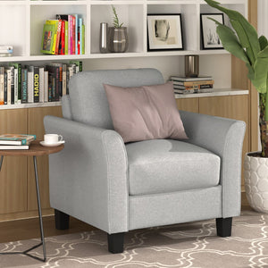 HomeRoots 31" Modern Compact Sofa in Light Gray with Black Legs - Stain-Resistant, Stylish Comfort for Any Space 601963