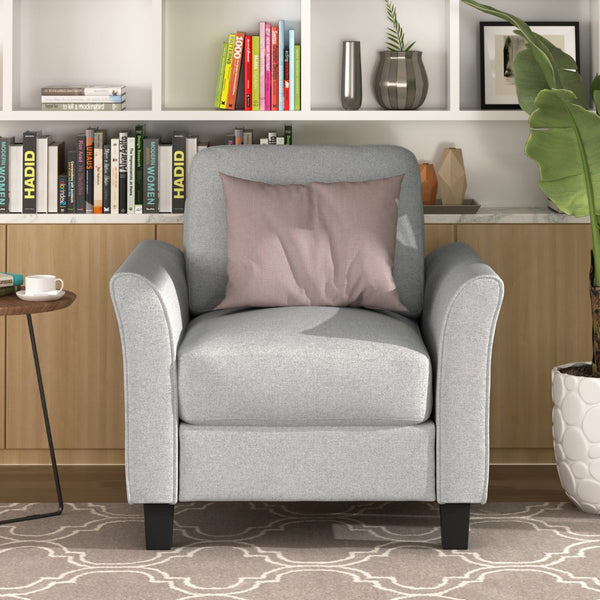 HomeRoots 31" Modern Compact Sofa in Light Gray with Black Legs - Stain-Resistant, Stylish Comfort for Any Space 601963