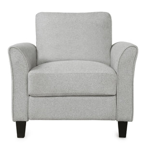 HomeRoots 31" Modern Compact Sofa in Light Gray with Black Legs - Stain-Resistant, Stylish Comfort for Any Space 601963