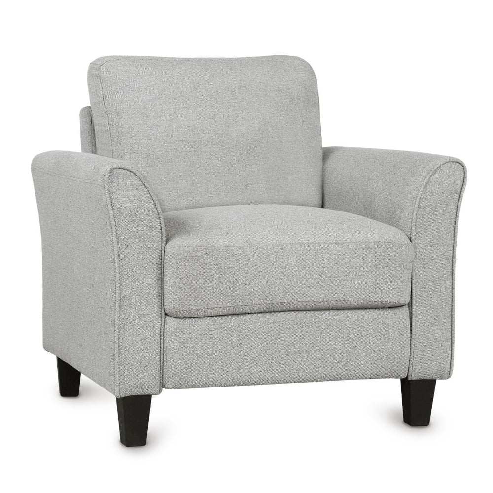 HomeRoots 31" Modern Compact Sofa in Light Gray with Black Legs - Stain-Resistant, Stylish Comfort for Any Space 601963