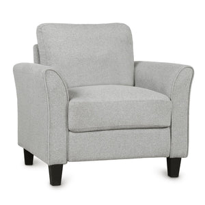 HomeRoots 31" Modern Compact Sofa in Light Gray with Black Legs - Stain-Resistant, Stylish Comfort for Any Space 601963