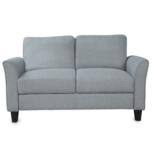 HomeRoots Two Piece Gray Fabric Seating Set for Five - Chic, Space-Saving Comfort for Modern Living Rooms 601972