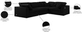 Serene Black Linen Textured Fabric Modular Sectional 601Black-Sec4C Meridian Furniture