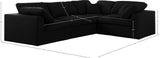 Serene Black Linen Textured Fabric Modular Sectional 601Black-Sec4C Meridian Furniture