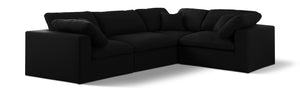 Serene Black Linen Textured Fabric Modular Sectional 601Black-Sec4C Meridian Furniture