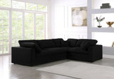 Serene Black Linen Textured Fabric Modular Sectional 601Black-Sec4C Meridian Furniture