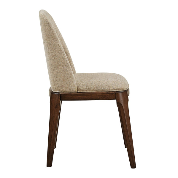 Shaynah Curved Back Dining Chair Walnut Legs Brown Fabric Foam Seat
