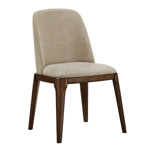 Shaynah Curved Back Dining Chair Walnut Legs Brown Fabric Foam Seat