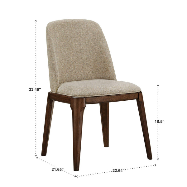 Shaynah Curved Back Dining Chair Walnut Legs Brown Fabric Foam Seat