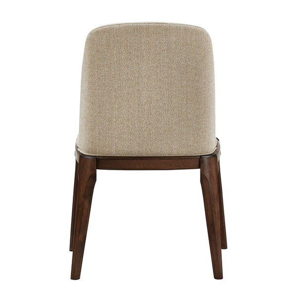 Shaynah Curved Back Dining Chair Walnut Legs Brown Fabric Foam Seat