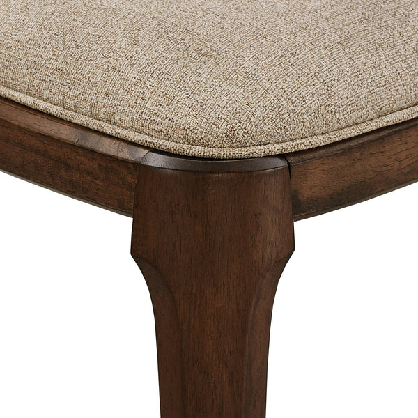 Shaynah Curved Back Dining Chair Walnut Legs Brown Fabric Foam Seat