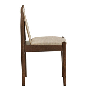 Shaynah Upholstered Dining Chair Rubberwood Frame Linen Fabric Walnut Finish
