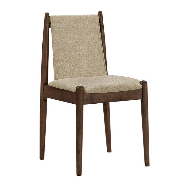 Shaynah Upholstered Dining Chair Rubberwood Frame Linen Fabric Walnut Finish