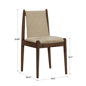 Shaynah Upholstered Dining Chair Rubberwood Frame Linen Fabric Walnut Finish