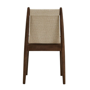 Shaynah Upholstered Dining Chair Rubberwood Frame Linen Fabric Walnut Finish