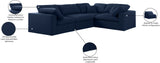 Serene Navy Linen Textured Fabric Modular Sectional 601Navy-Sec4C Meridian Furniture