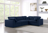 Serene Navy Linen Textured Fabric Modular Sectional 601Navy-Sec4C Meridian Furniture