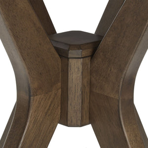 Round Walnut Sunburst Veneer End Table with Geometric Base for Living Rooms