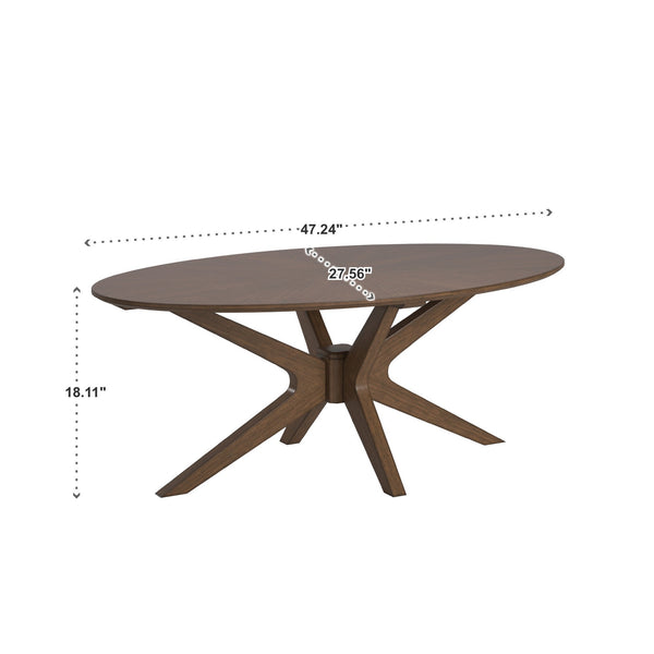 Shaynah Round Walnut Sunburst Veneer Coffee Table Mid-century Living Room
