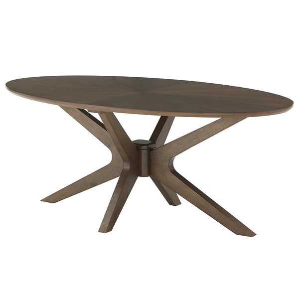 Shaynah Round Walnut Sunburst Veneer Coffee Table Mid-century Living Room