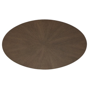 Shaynah Round Walnut Sunburst Veneer Coffee Table Mid-century Living Room