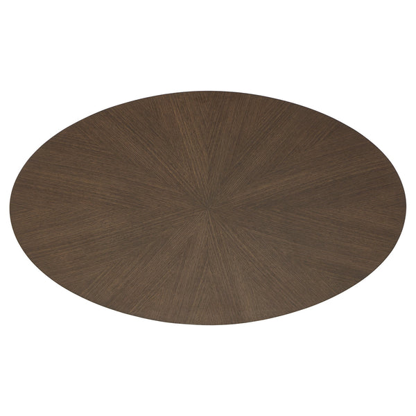 Shaynah Round Walnut Sunburst Veneer Coffee Table Mid-century Living Room