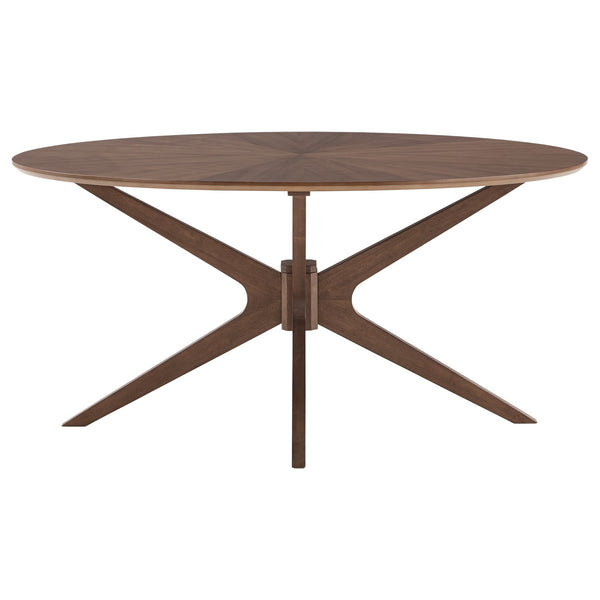 Homelegance Shaynah Oval Walnut Veneer Pedestal Dining Table Mid-century Seats Four 601WN-62