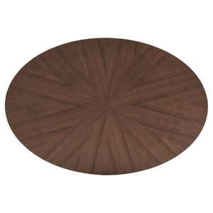Shaynah Oval Walnut Veneer Pedestal Dining Table Mid-century Seats Four