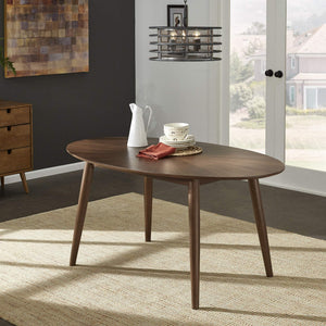 Shaynah Walnut Starburst Veneer Dining Table with Tapered Rubberwood Legs