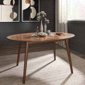Shaynah Walnut Starburst Veneer Dining Table with Tapered Rubberwood Legs