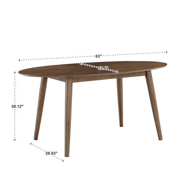 Shaynah Walnut Starburst Veneer Dining Table with Tapered Rubberwood Legs