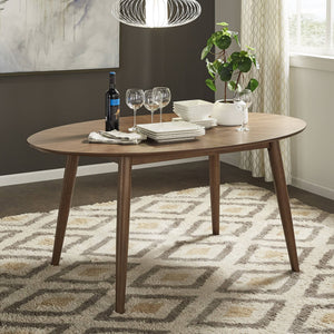 Shaynah Walnut Starburst Veneer Dining Table with Tapered Rubberwood Legs