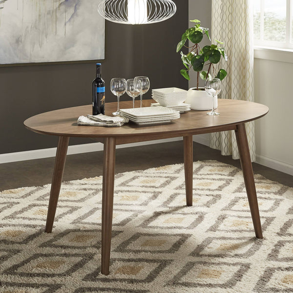 Shaynah Walnut Starburst Veneer Dining Table with Tapered Rubberwood Legs