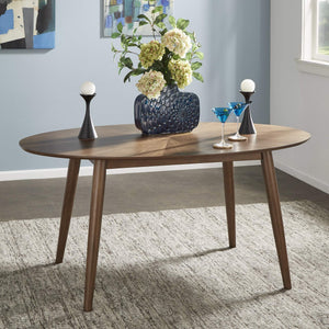 Shaynah Walnut Starburst Veneer Dining Table with Tapered Rubberwood Legs