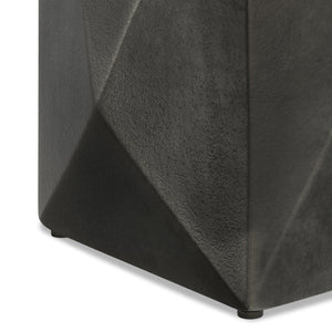 English Elm Danner Cast Aluminum Side Table in Graphite Finish — Handcrafted 17" Square End Table, Textured Robust Design B136P239037