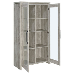 English Elm Myerson Weathered Grey Driftwood Tall 2-Door Cabinet with Removable Shelves Rustic Storage (96) B062P328670