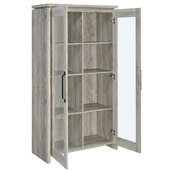 English Elm Myerson Weathered Grey Driftwood Tall 2-Door Cabinet with Removable Shelves Rustic Storage (96) B062P328670