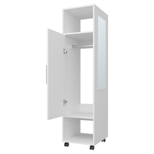 English Elm Summit Melamine Wardrobe with Mirror, Door & Open Storage — Space-Saving Modern Closet for Bedrooms B128P225195