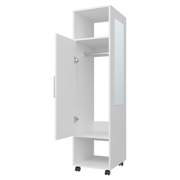 English Elm Summit Melamine Wardrobe with Mirror, Door & Open Storage — Space-Saving Modern Closet for Bedrooms B128P225195