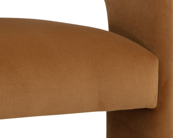 Sunpan Isidore Lounge Chair - Contemporary Comfort with Curved Backrest and Chic Boucle Fabric Design Meg Gold