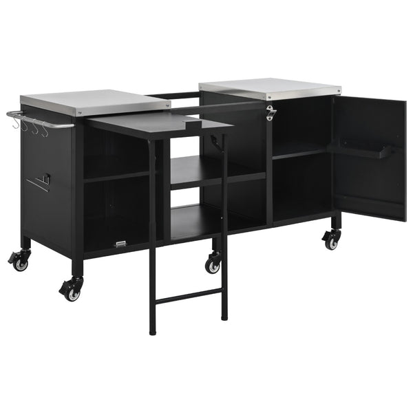 English Elm K&k Stainless Steel Outdoor Kitchen Island with Fold Out Prep Surface for Kamado Grills N707S000023B