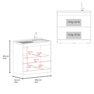 English Elm Zurich Freestanding Stainless Steel Utility Sink with Black Storage Cabinet for Garage B200S00460