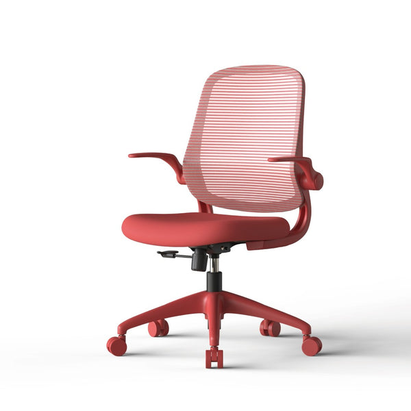 English Elm Ergonomic Mesh Back Task Chair with Flip Armrests High Density Foam Seat 500lb Capacity Red W5280P464459